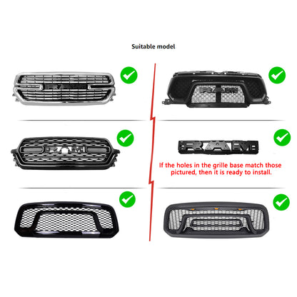 MAD BABOON RAM Letters LED Grille Lights fits for Dodge RAM 1500 2500 3500 Front Hood Bumper Grille