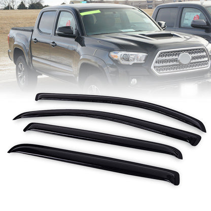 MAD BABOON 4pcs Window Visor Sun Rain Guard Smoked Dark for 2016-2019 Tacoma