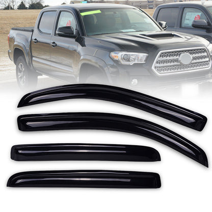 MAD BABOON 4pcs Window Visor Sun Rain Guard Smoked Dark for 2016-2019 Tacoma